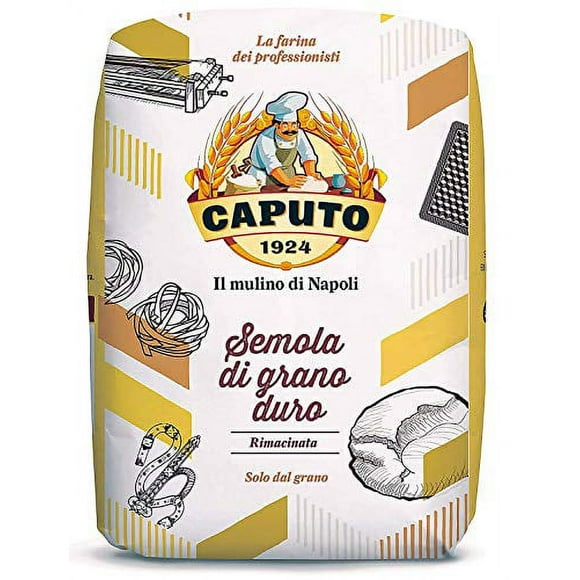Antimo Caputo Semola Di Grano Duro Rimacinata Semolina Flour 2.2LB (1kg) Bag - All Natural Dough for Fresh Pasta