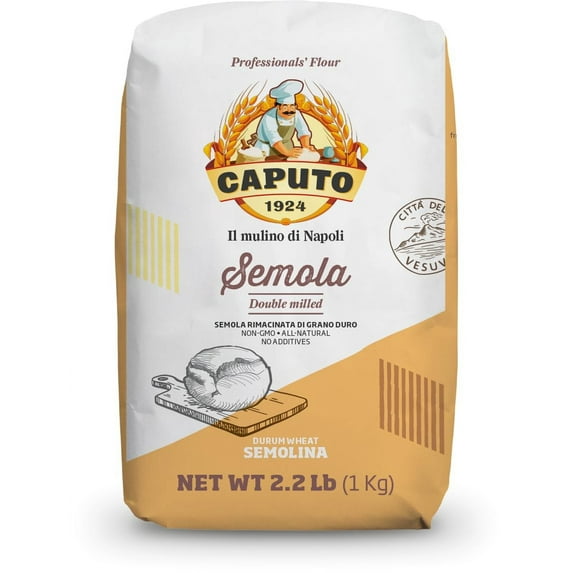 Antimo Caputo Semola Di Grano Duro Rimacinata Semolina Flour 2.2LB (1kg), Bag - All Natural Dough for Fresh Pasta (1 Bag of 2.2 Pound)