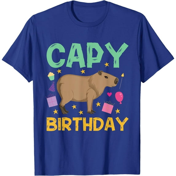 Capy Birthday Capybara Happy Unisex T-Shirt for Men Women Kids Toddler,Royal Blue Color,Size L