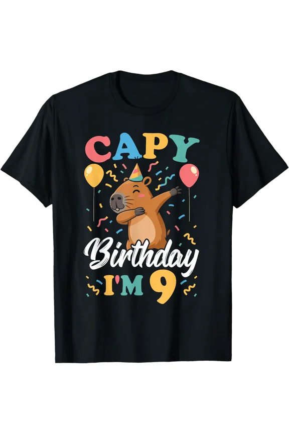Capy Birthday I' 9 Birthday Dabbing Capybara T-Shirt, Unisex T-Shirt