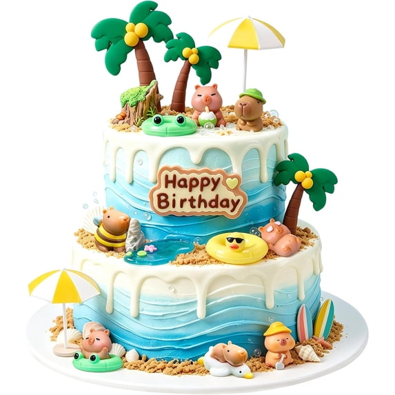 Capy Cake Topper Capy Birthday Cake Decorations | Capy Figures, Beach ...