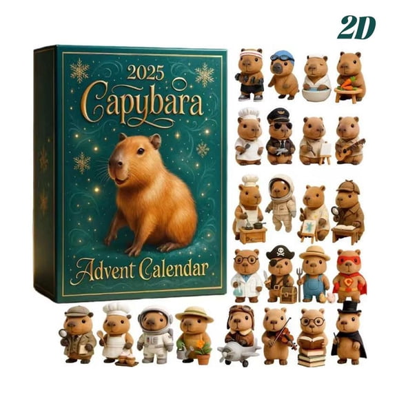 Capy-bara Advent Calendar 2025, 24 Days Christmas Advent Countdown With 24 Cute GuineaPig Ornaments, Chill Character Daily Surprises, 2D Acrylic Mini Animals Ornament for Christmas Tree Decor