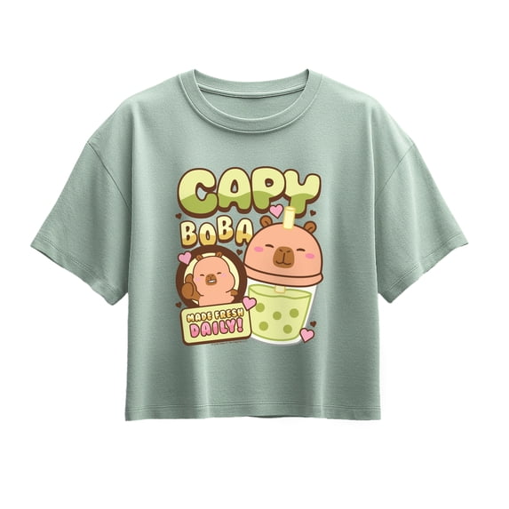CapyFun - Capybara Boba - Youth Girls Boxy T-Shirt