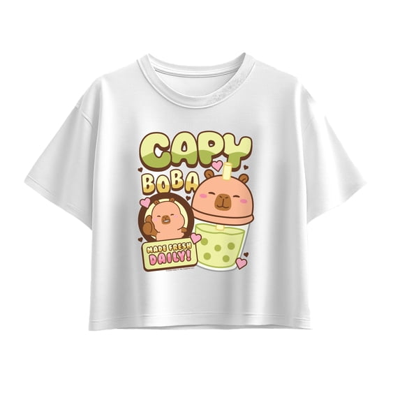 CapyFun - Capybara Boba - Youth Girls Boxy T-Shirt