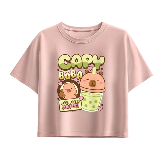 CapyFun - Capybara Boba - Youth Girls Boxy T-Shirt