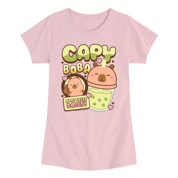 CapyFun - Capybara Boba - Youth Girls Fitted Short Sleeve T-Shirt