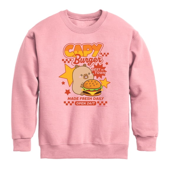 CapyFun - Capy Burger Boys' Graphic Long Sleeve Fleece Sweatshirt
