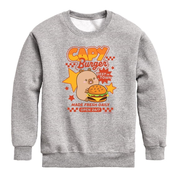 CapyFun - Capy Burger Boys' Graphic Long Sleeve Fleece Sweatshirt