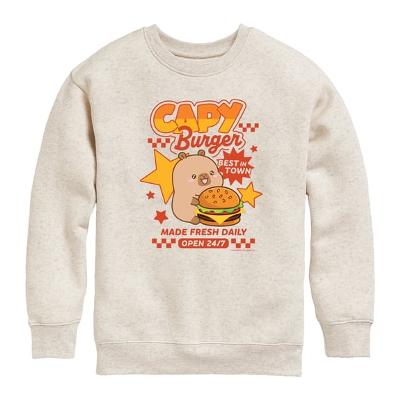 CapyFun - Capybara Burger - Youth Boys Crew Fleece Sweatshirt
