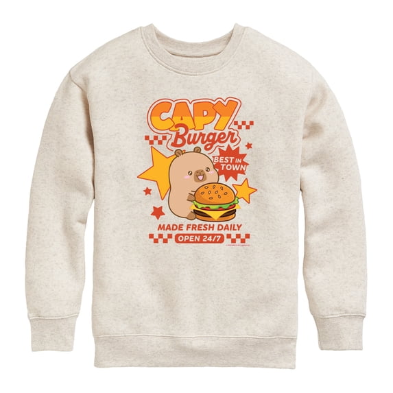 CapyFun - Capy Burger Boys' Graphic Long Sleeve Fleece Sweatshirt