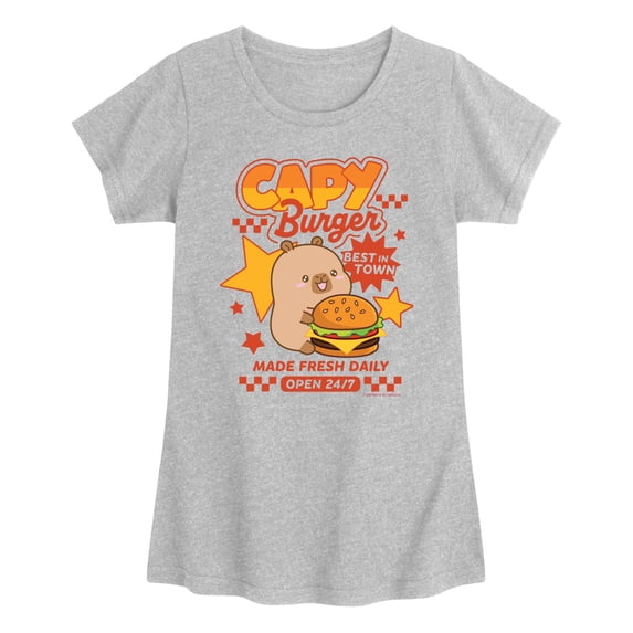 CapyFun - Capybara Burger - Youth Girls Fitted Short Sleeve T-Shirt