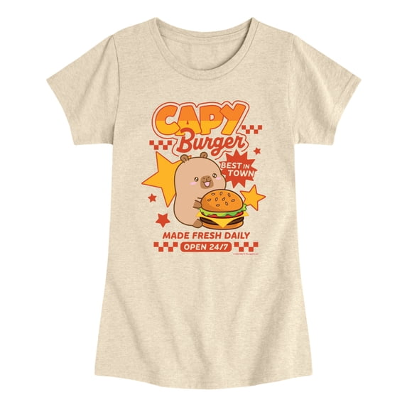CapyFun - Capybara Burger - Youth Girls Fitted Short Sleeve T-Shirt