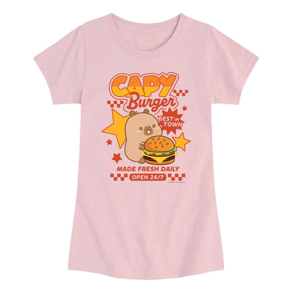 CapyFun - Capybara Burger - Youth Girls Fitted Short Sleeve T-Shirt