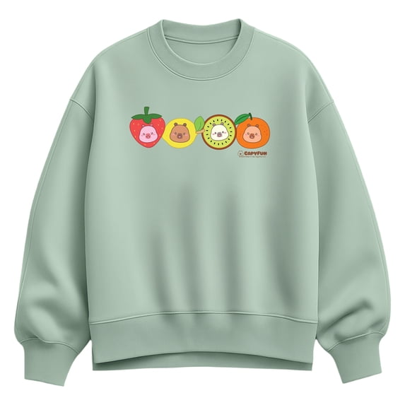 CapyFun - Capybara Fruits - Women's Oversized Fleece Crew Sweatshirt