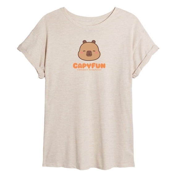 CapyFun - Capybara Logo - Juniors Oversized Graphic T-Shirt