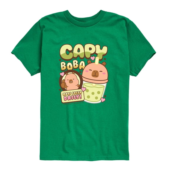CapyFun - Capybara Boba Shop Toddler Short Sleeve Graphic T-Shirt