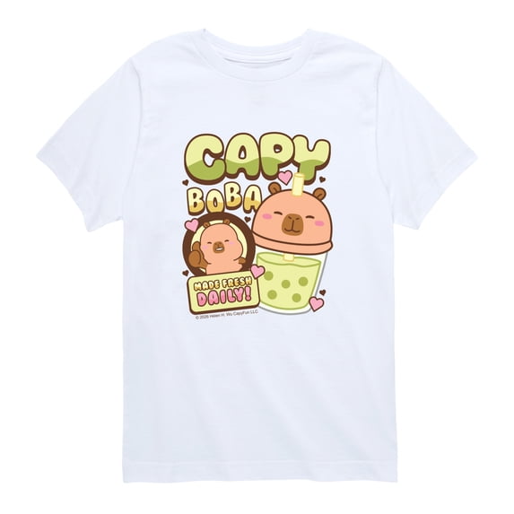CapyFun - Capybara Capy Boba - Toddler Boys Short Sleeve Graphic T-Shirt