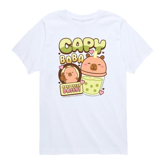 CapyFun - Capybara Capy Boba - Toddler Boys Short Sleeve Graphic T-Shirt