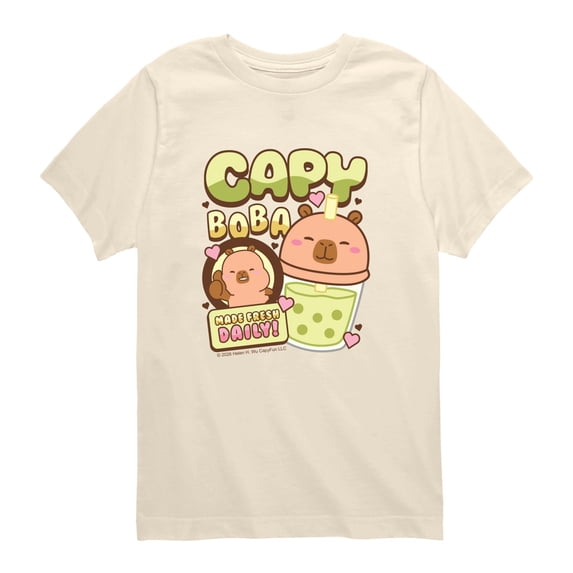 CapyFun - Capybara Capy Boba - Toddler Boys Short Sleeve Graphic T-Shirt