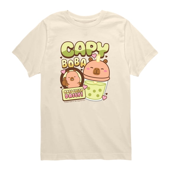 CapyFun - Capybara Capy Boba - Toddler Boys Short Sleeve Graphic T-Shirt
