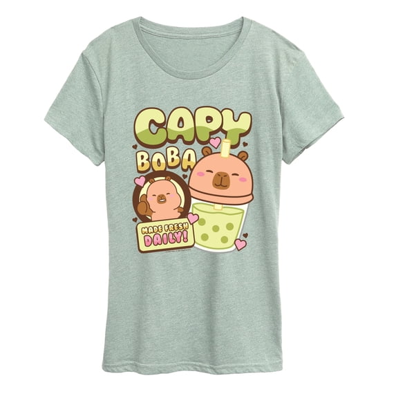 CapyFun - Capybara Capy Boba - Women's Short Sleeve Graphic T-Shirt