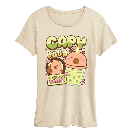 CapyFun - Capybara Capy Boba - Women's Short Sleeve Graphic T-Shirt
