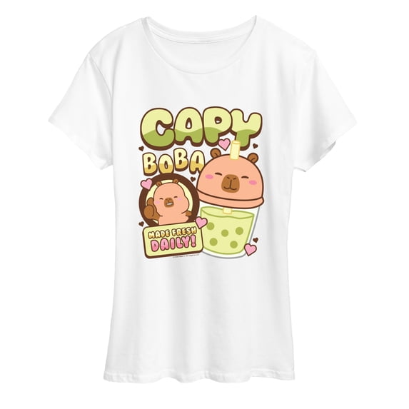 CapyFun - Capybara Capy Boba - Women's Short Sleeve Graphic T-Shirt
