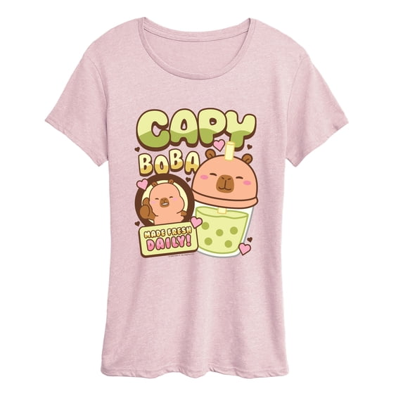 CapyFun - Capybara Capy Boba - Women's Short Sleeve Graphic T-Shirt