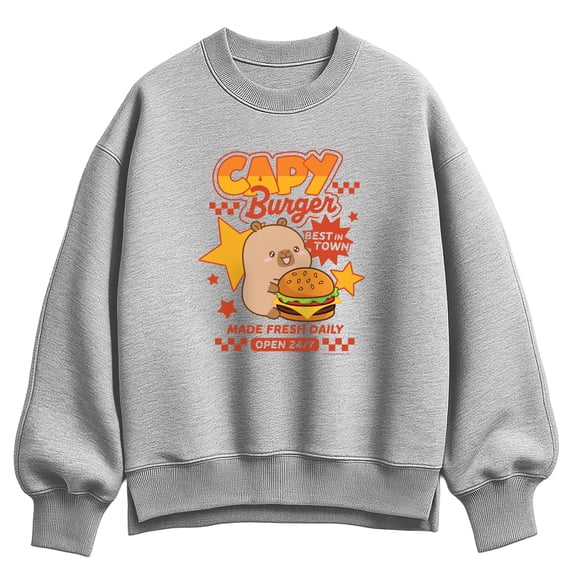 CapyFun - Capybara Capy Burger - Women's Oversized Fleece Crew Sweatshirt