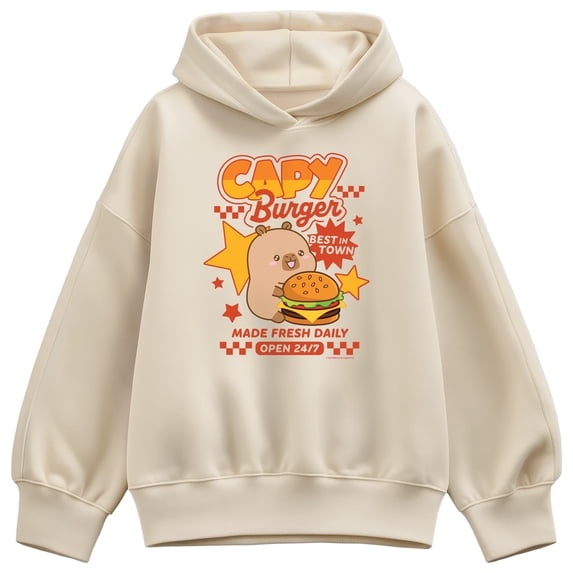 CapyFun - Capybara Capy Burger - Women's Oversized Fleece Hoodie Sweatshirt