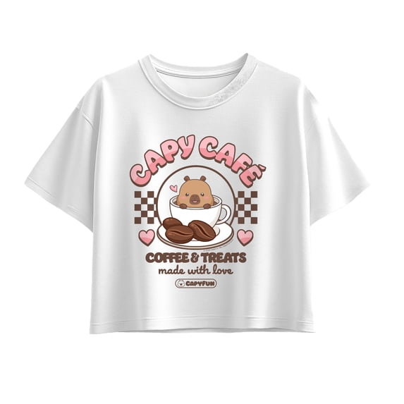 CapyFun - Capybara Capy Cafe - Youth Girls Boxy T-Shirt