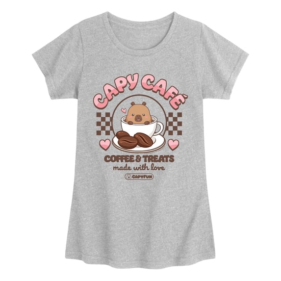 CapyFun - Capybara Capy Cafe - Youth Girls Fitted Short Sleeve T-Shirt
