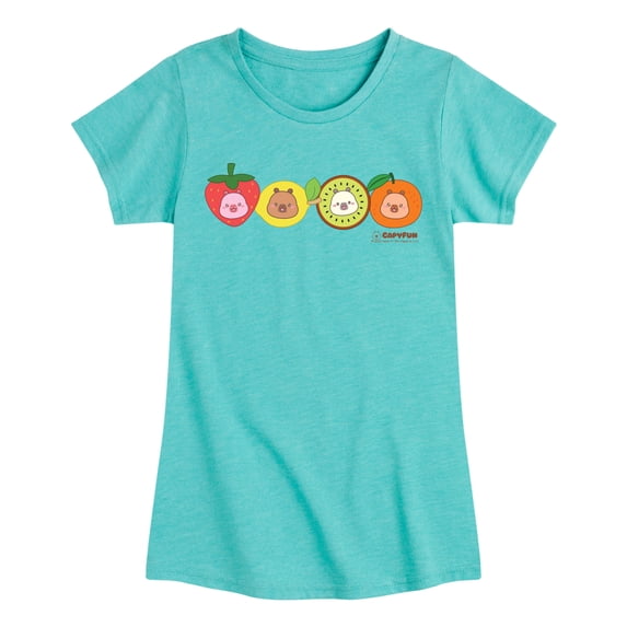 CapyFun - Capybara Capy Fruits - Youth Girls Fitted Short Sleeve T-Shirt