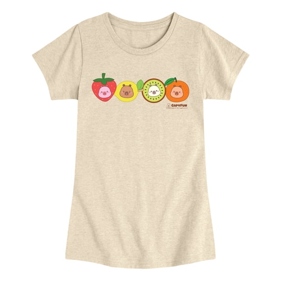 CapyFun - Capybara Capy Fruits - Youth Girls Fitted Short Sleeve T-Shirt