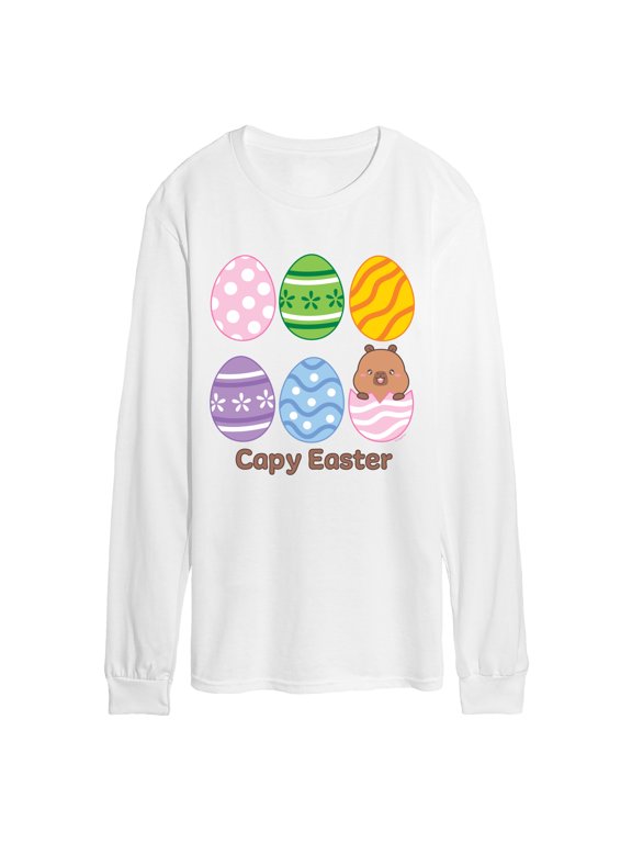 - Capybara Easter Eggs Men's Long Sleeve Graphic T-Shirt