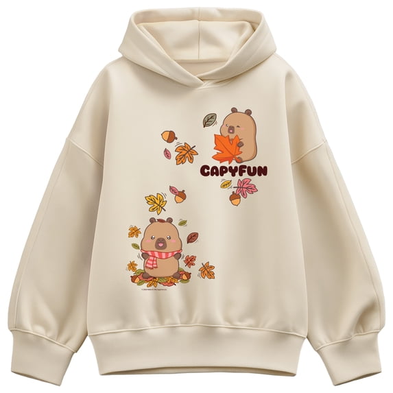 CapyFun - Capybara Fall Leaves - Women's Oversized Fleece Hoodie Sweatshirt