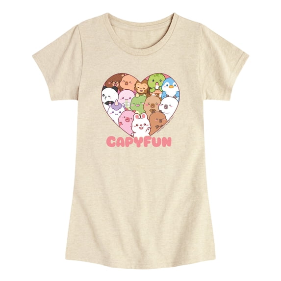 CapyFun - Capybara Heart Collage - Toddler Girls Fitted Short Sleeve T-Shirt