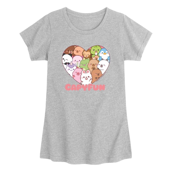 CapyFun - Capybara Heart Collage - Toddler Girls Fitted Short Sleeve T-Shirt