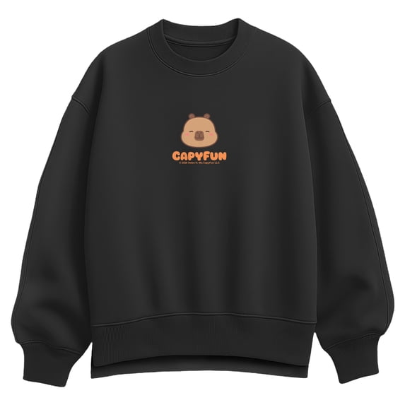 CapyFun - Capybara Logo - Women's Oversized Fleece Crew Sweatshirt