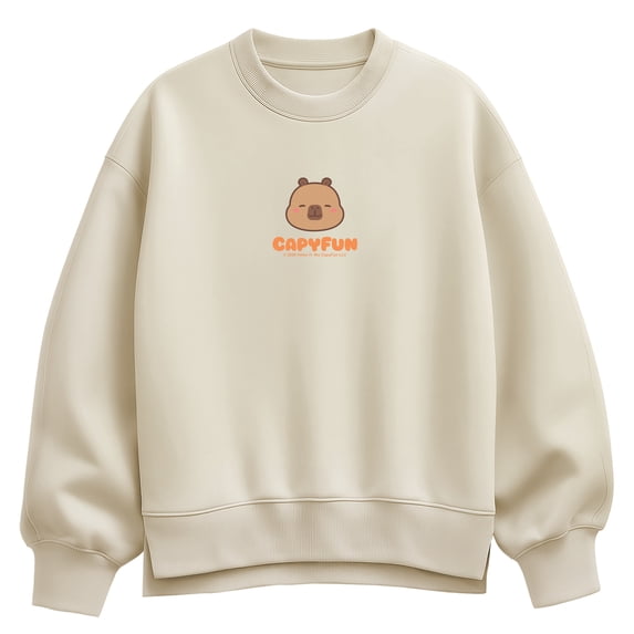CapyFun - Capybara Logo - Women's Oversized Fleece Crew Sweatshirt