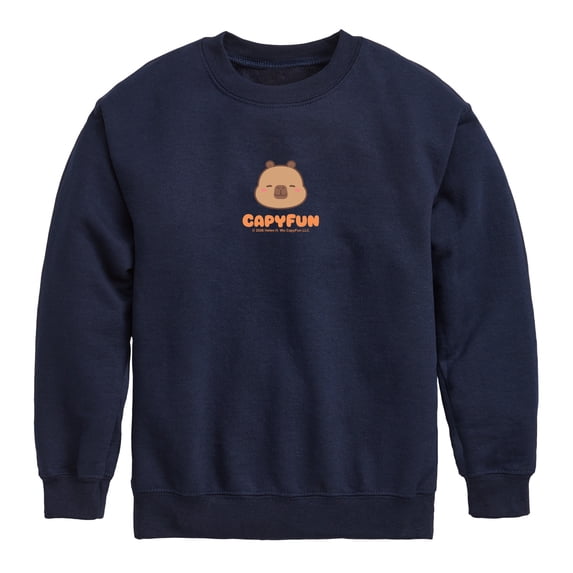 CapyFun - Capybara Logo - Youth Boys Crew Fleece Sweatshirt