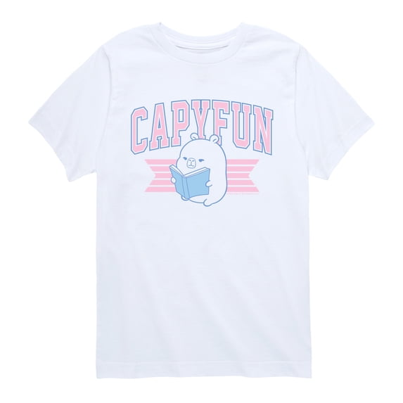 CapyFun - Capybara Reading - Youth Boys Short Sleeve Graphic T-Shirt
