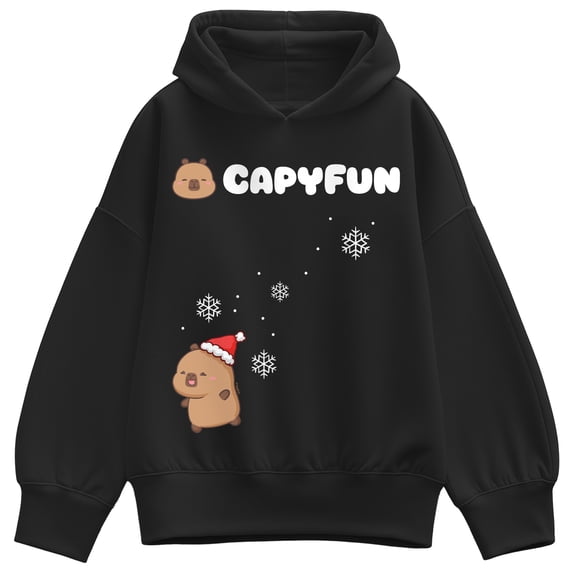 CapyFun - Capybara Winter Women's Oversized Fleece Hoodie Sweatshirt