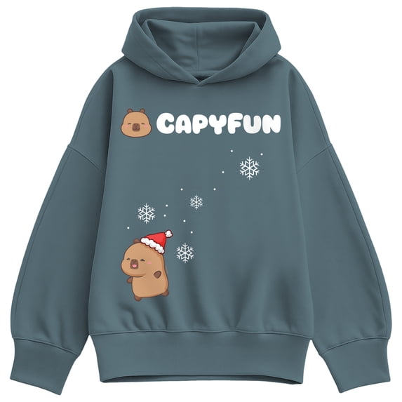 CapyFun - Capybara Winter Women's Oversized Fleece Hoodie Sweatshirt