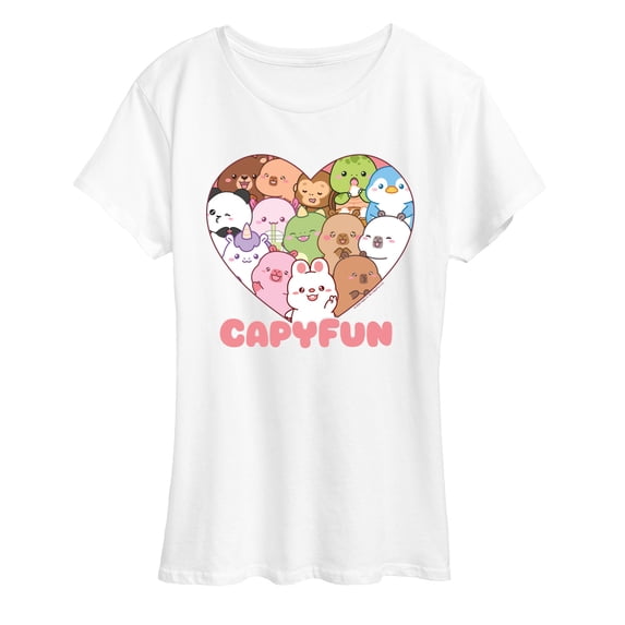 CapyFun - Capybara Collage Heart - Women's Short Sleeve Graphic T-Shirt