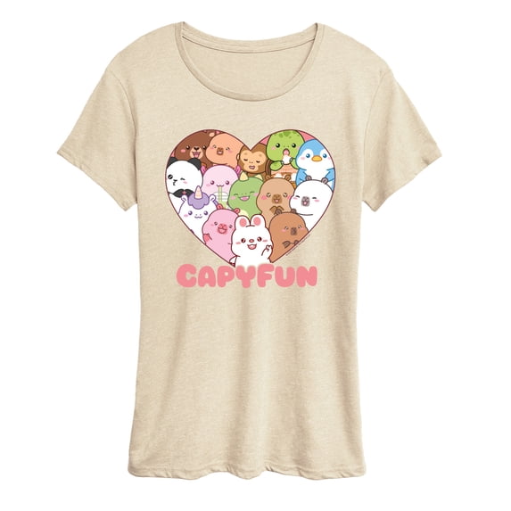 CapyFun - Capybara Collage Heart - Women's Short Sleeve Graphic T-Shirt