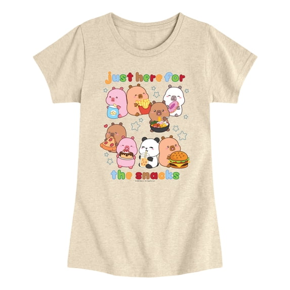 CapyFun - Capybara Just Here for the Snacks - Youth Girls Fitted Short Sleeve T-Shirt