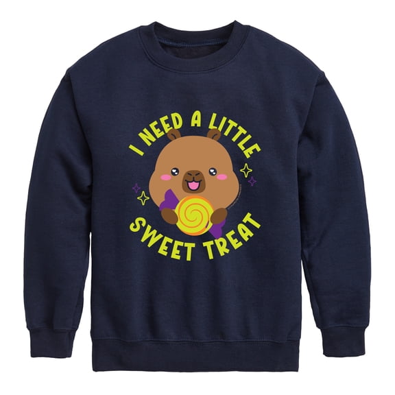 CapyFun - Sweet Treat Capybara - Youth Boys Crew Fleece Sweatshirt