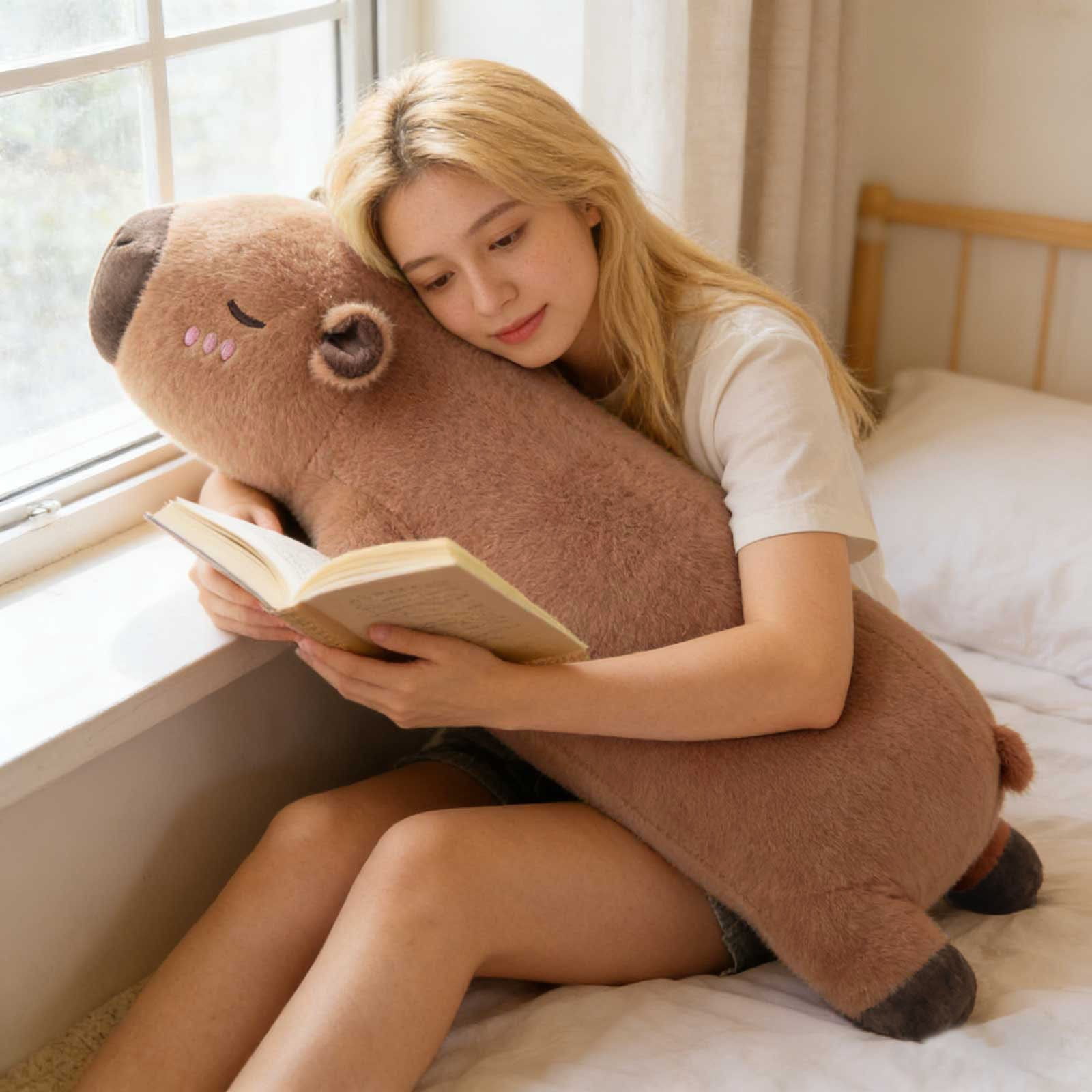 Capybara 48/68Cm Plush Toys Huggable Nap Cushion Plush Plushie Must Have Cute Toy For Holidays Stuffed Animals Cuddly Huggable Pillow Toy Brown - 50x30x5 cm