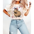 thumbnail image 1 of Capybara 4th of July T-shirt, Patriotic Animal, USA Flag Bow, Funny Rodent, Independence Day, Cute Retro Style Tee, 1 of 5